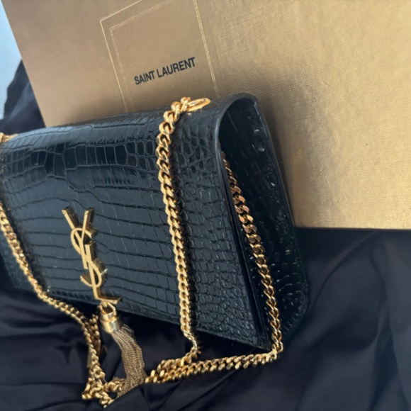 AUTHENTIC eYSL KATE MEDIUM TASSEL IN CROCODILE-EMBOSSED LEATHER box - Picture 3 of 5